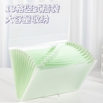 得力5238 13格風琴包   透明藍色/透明綠色-2